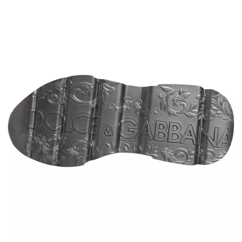 Dolce & Gabbana White Silver DAYMASTER Leather Sneakers Men Shoes - Hilstor