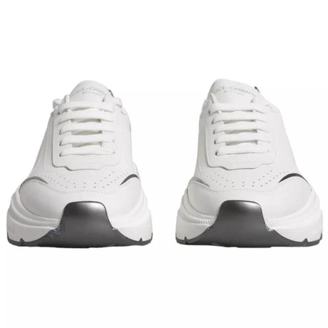 Dolce & Gabbana White Silver DAYMASTER Leather Sneakers Men Shoes - Hilstor