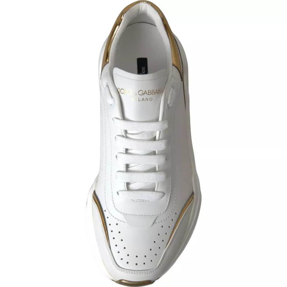 Dolce & Gabbana White Gold DAYMASTER Leather Sneakers Men Shoes - Hilstor