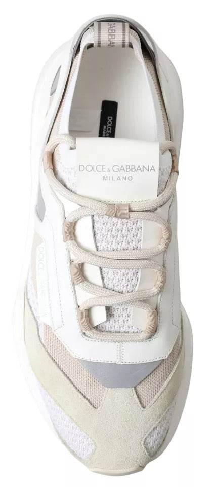Dolce & Gabbana White Beige Leather Sport DAYMASTER Shoes Sneakers - Hilstor