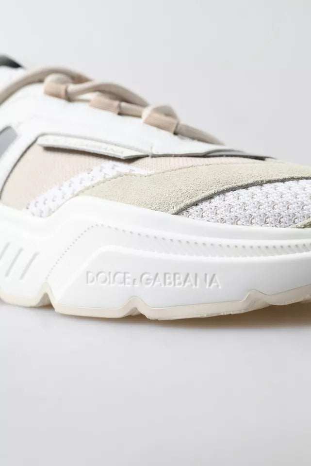 Dolce &amp; Gabbana Hvid Beige Læder Sport DAYMASTER Sko Sneakers