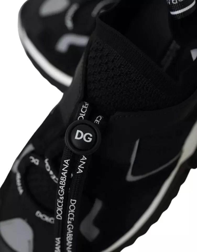Dolce & Gabbana Black White Logo Sorrento Mens Sneakers Shoes - Hilstor