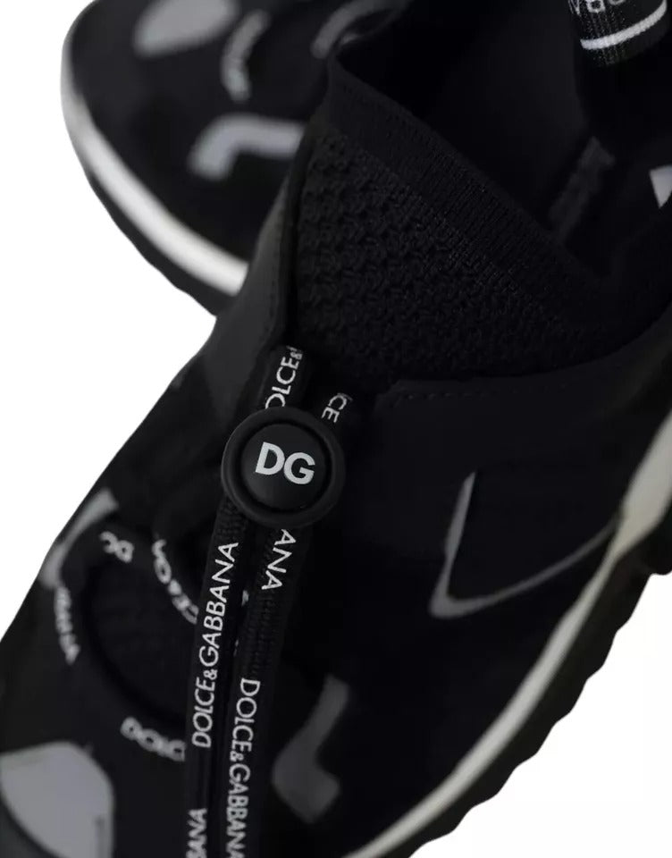 Dolce &amp; Gabbana Sort Hvid Logo Sorrento Herre Sneakers Sko