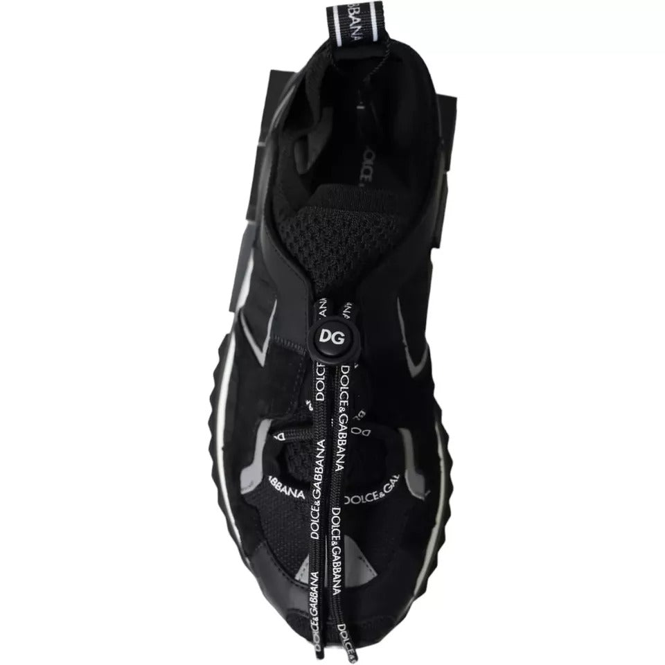 Dolce &amp; Gabbana Sort Hvid Logo Sorrento Herre Sneakers Sko