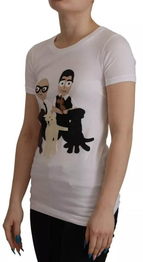 Dolce & Gabbana White #DGFamily Patch Top Cotton T-shirt - Hilstor