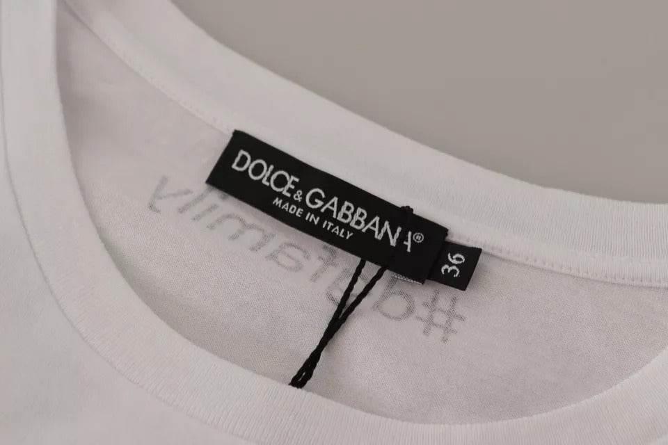 Dolce & Gabbana White #DGFamily Patch Top Cotton T-shirt - Hilstor