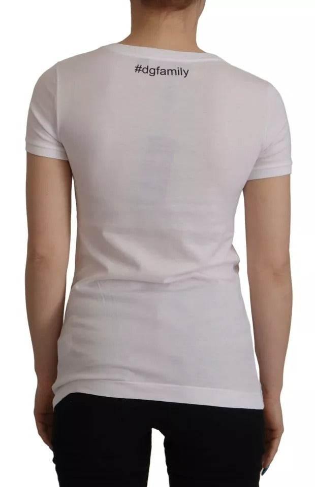 Dolce & Gabbana White #DGFamily Patch Top Cotton T-shirt - Hilstor