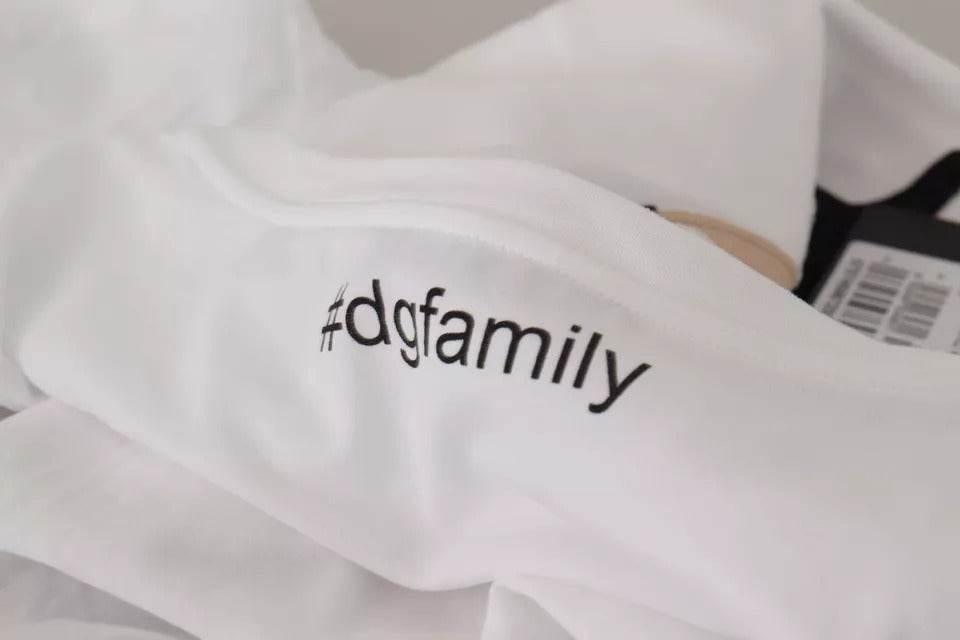 Dolce & Gabbana White #DGFamily Patch Top Cotton T-shirt - Hilstor