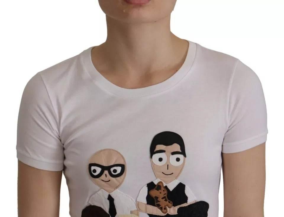Dolce & Gabbana White #DGFamily Patch Top Cotton T-shirt - Hilstor