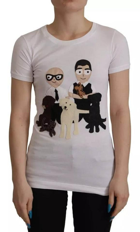 Dolce & Gabbana White #DGFamily Patch Top Cotton T-shirt - Hilstor
