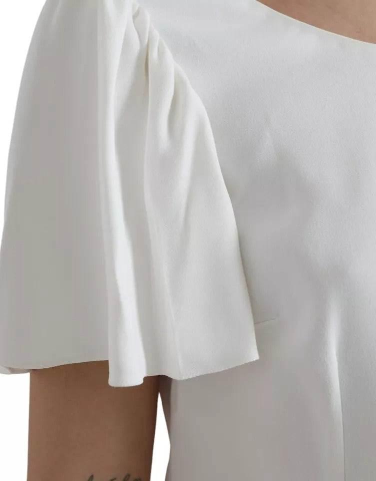 Dolce & Gabbana White Viscose Round Neck Short Sleeves Top - Hilstor