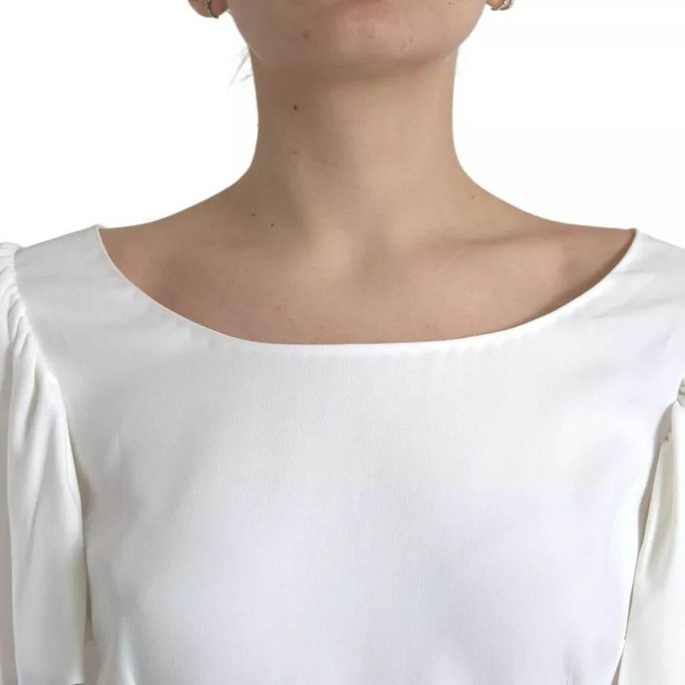 Dolce & Gabbana White Viscose Round Neck Short Sleeves Top - Hilstor