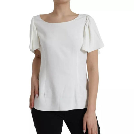 Dolce & Gabbana White Viscose Round Neck Short Sleeves Top - Hilstor