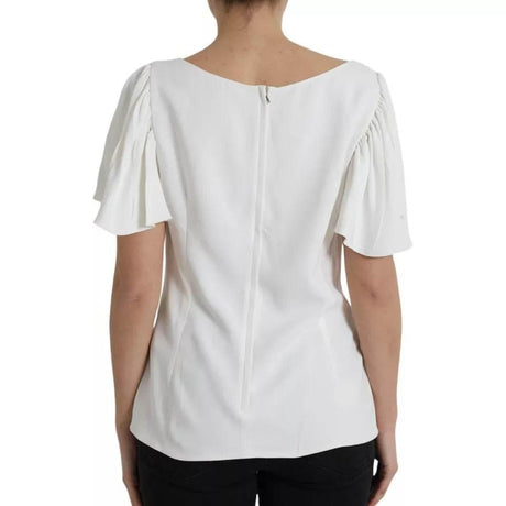 Dolce & Gabbana White Viscose Round Neck Short Sleeves Top - Hilstor