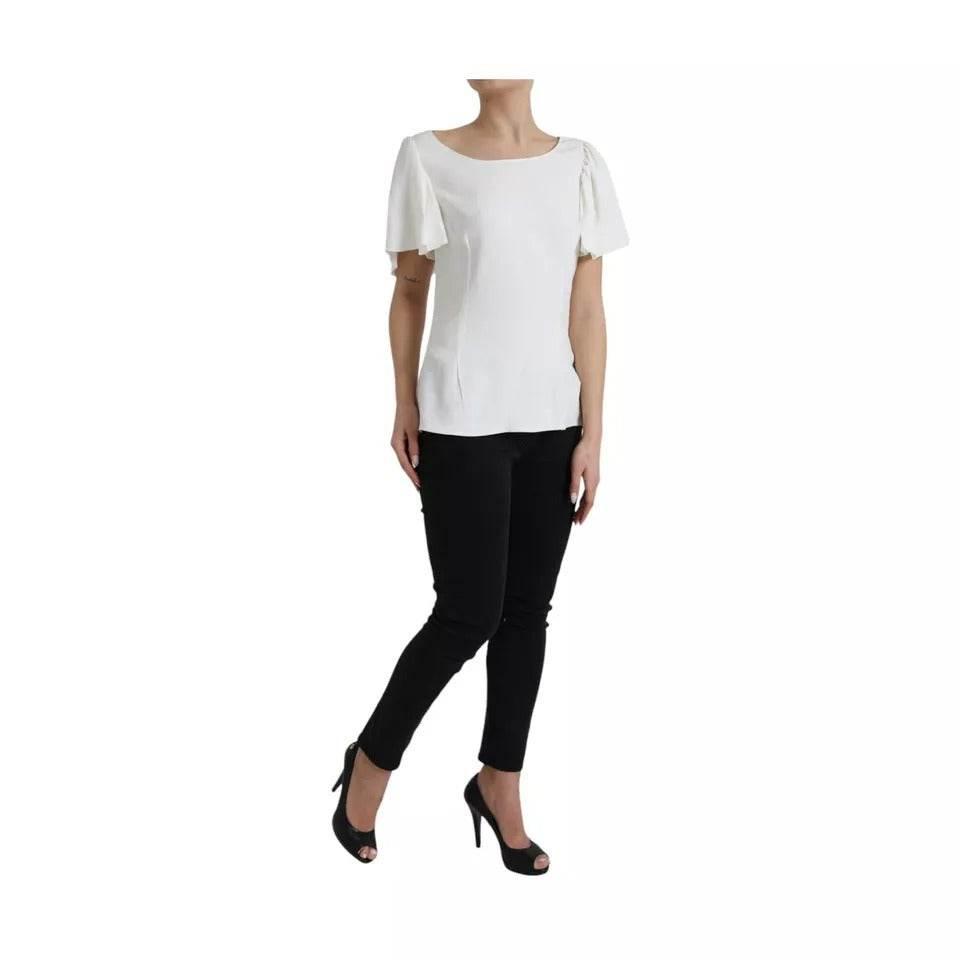 Dolce & Gabbana White Viscose Round Neck Short Sleeves Top - Hilstor