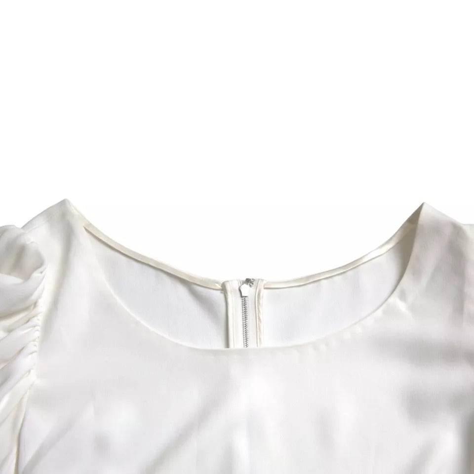 Dolce & Gabbana White Viscose Round Neck Short Sleeves Top - Hilstor