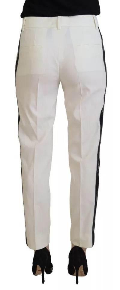 Dolce & Gabbana White High Waist Tapered Wool Pants - Hilstor