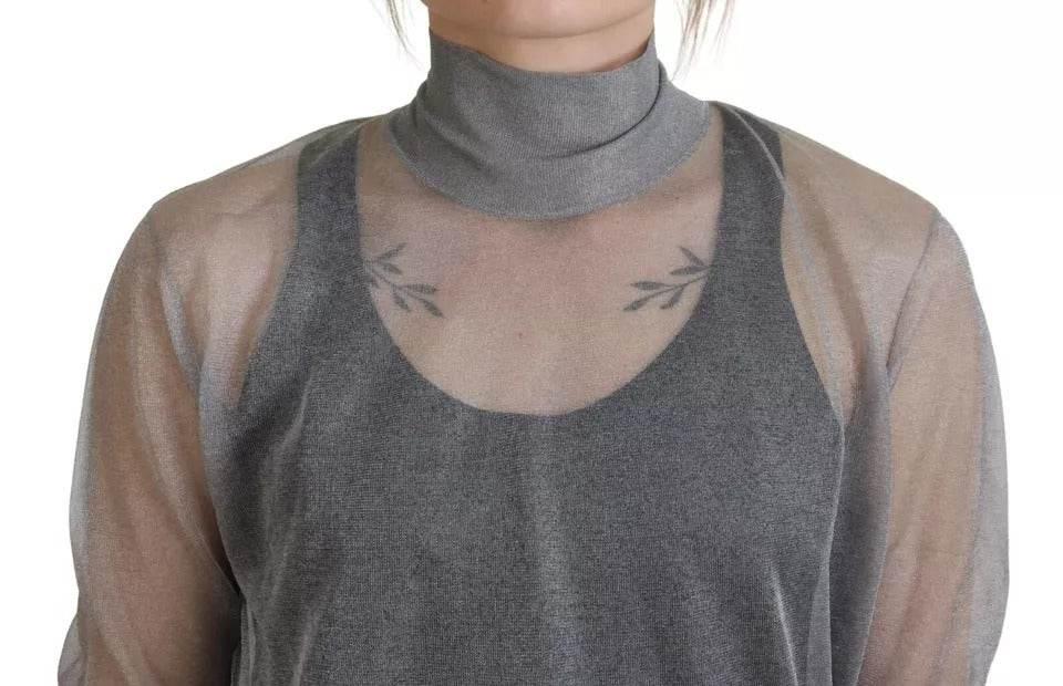 Dolce & Gabbana Gray See Through Turtleneck Pullover Sweater - Hilstor