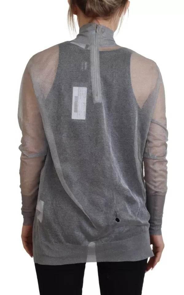 Dolce & Gabbana Gray See Through Turtleneck Pullover Sweater - Hilstor