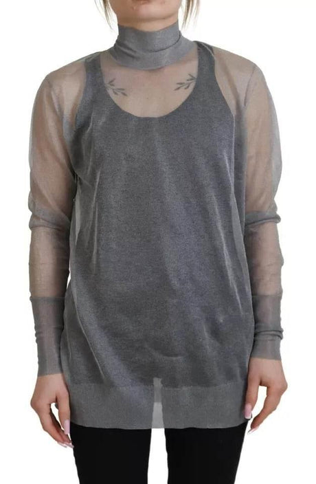Dolce & Gabbana Gray See Through Turtleneck Pullover Sweater - Hilstor