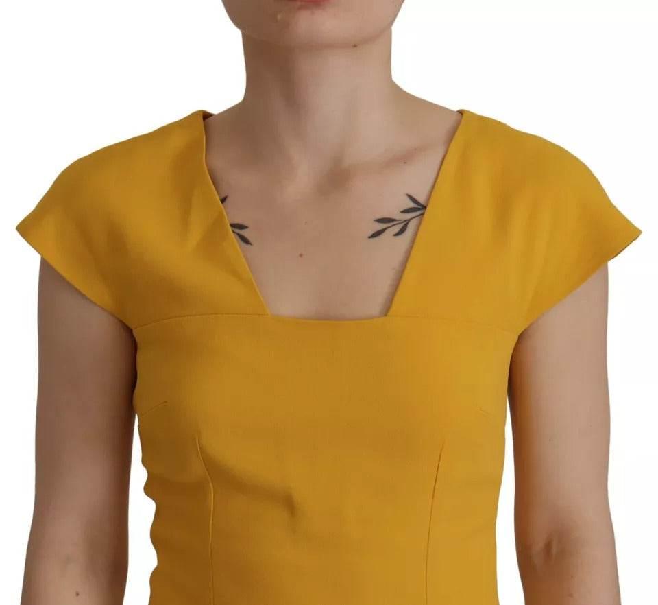 Dolce & Gabbana Yellow Viscose Sleeveless Sheath Midi Dress - Hilstor