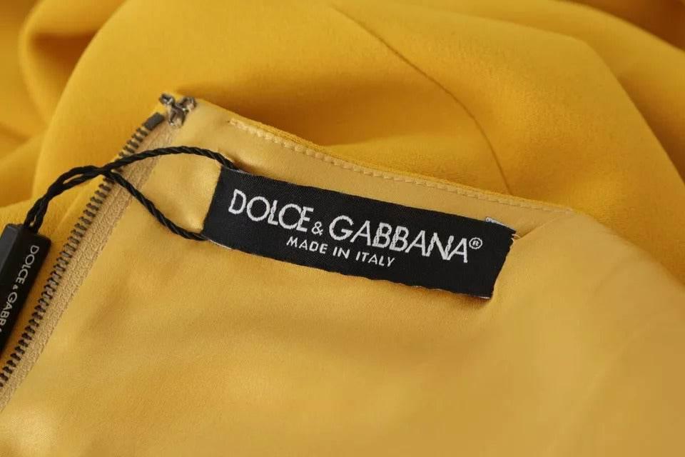 Dolce & Gabbana Yellow Viscose Sleeveless Sheath Midi Dress - Hilstor