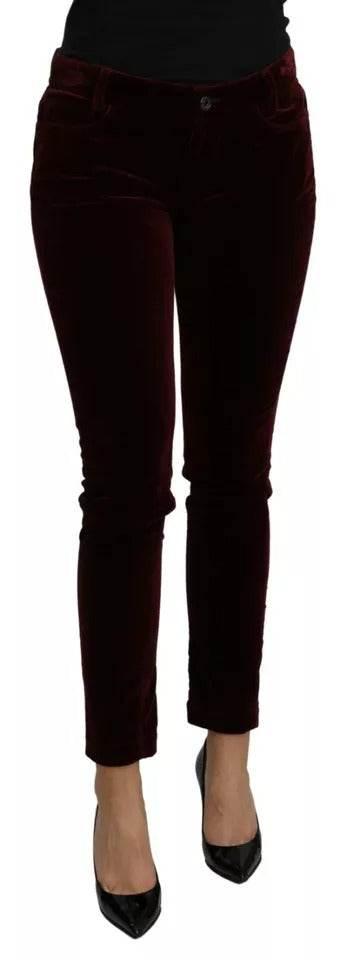 Dolce & Gabbana Bordeaux Velvet Stretch Slim Fit Pants - Hilstor