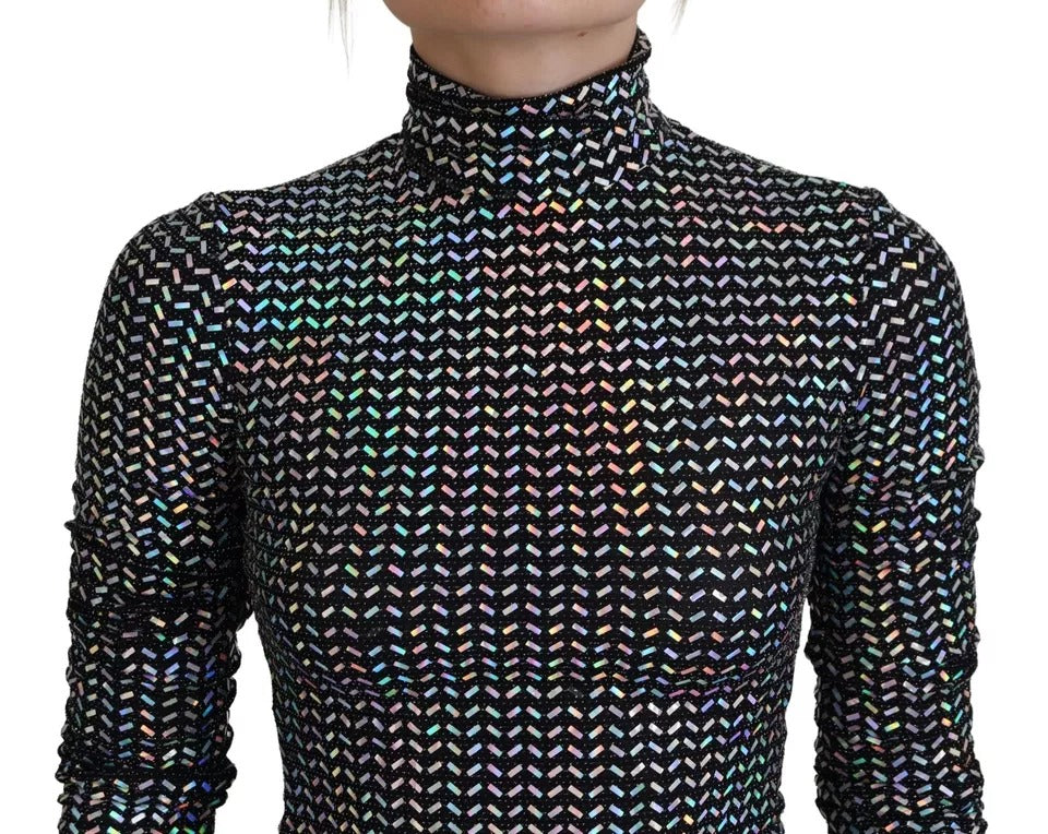 Dolce &amp; Gabbana sort udsmykket nylon Bodycon mini kjole