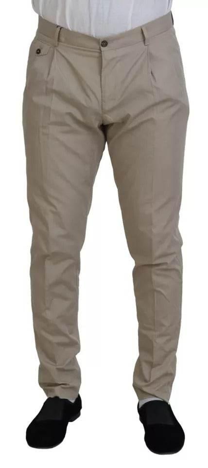 Dolce & Gabbana Beige Cotton Chino Men Formal Pants - Hilstor