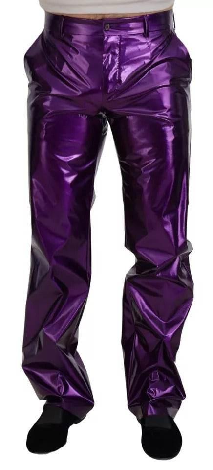 Dolce & Gabbana Purple Shining Men Casual Pants - Hilstor