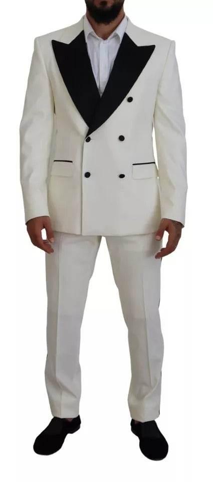 Dolce & Gabbana White Double Breasted 2 Piece SICILIA Suit - Hilstor