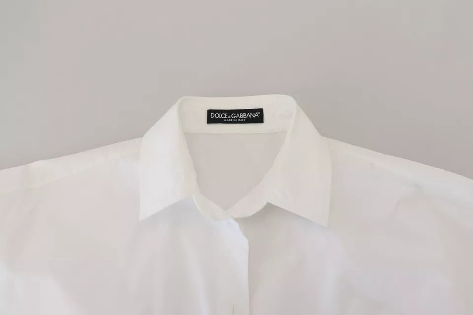 Dolce &amp; Gabbana, hvid bomuldsknap, kortærmet skjorte foran