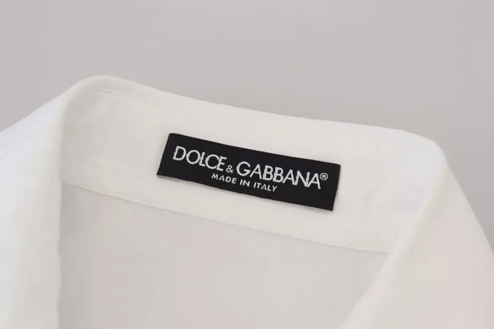 Dolce &amp; Gabbana, hvid bomuldsknap, kortærmet skjorte foran