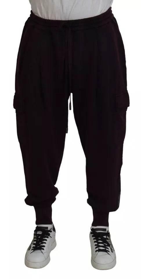 Dolce & Gabbana Bordeaux Cotton Cargo Jogger Sweatpants Pants - Hilstor