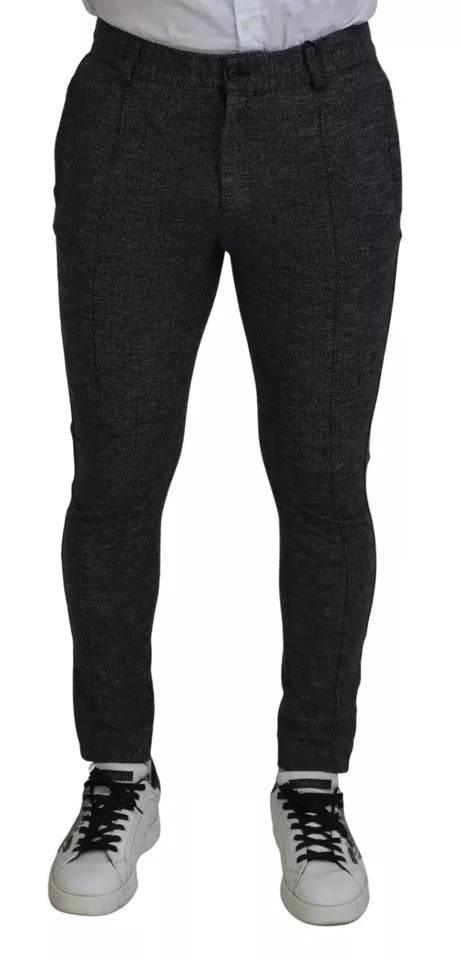 Dolce & Gabbana Gray Chevron Viscose Skinny Pants - Hilstor