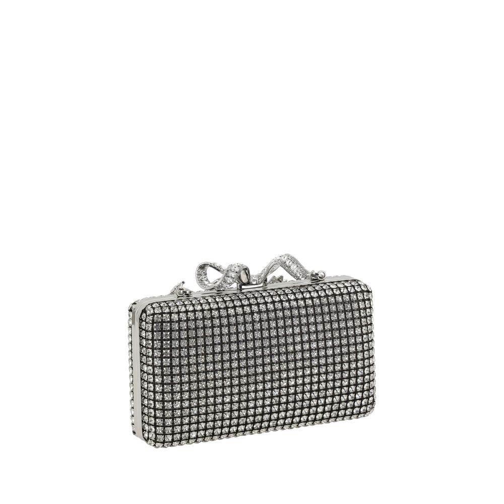 Self-Portrait Silver Crystal Box Clutch Bag - Hilstor