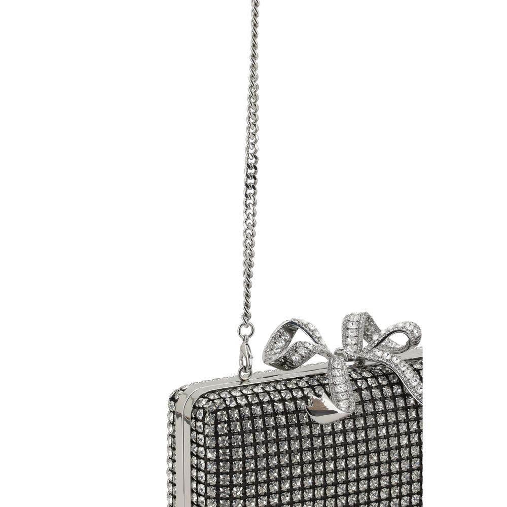 Self-Portrait Silver Crystal Box Clutch Bag - Hilstor