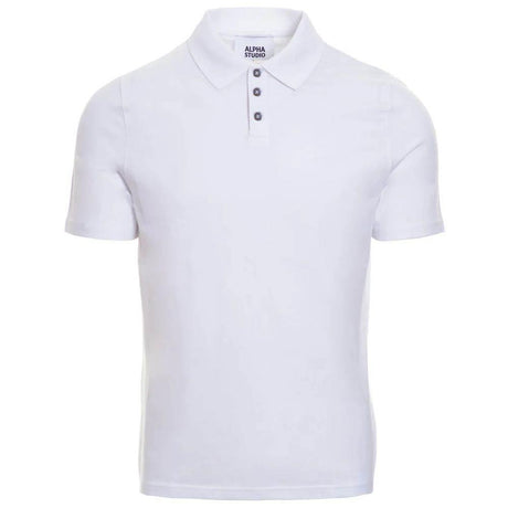 Alpha Studio White Cotton Polo Shirt - Hilstor
