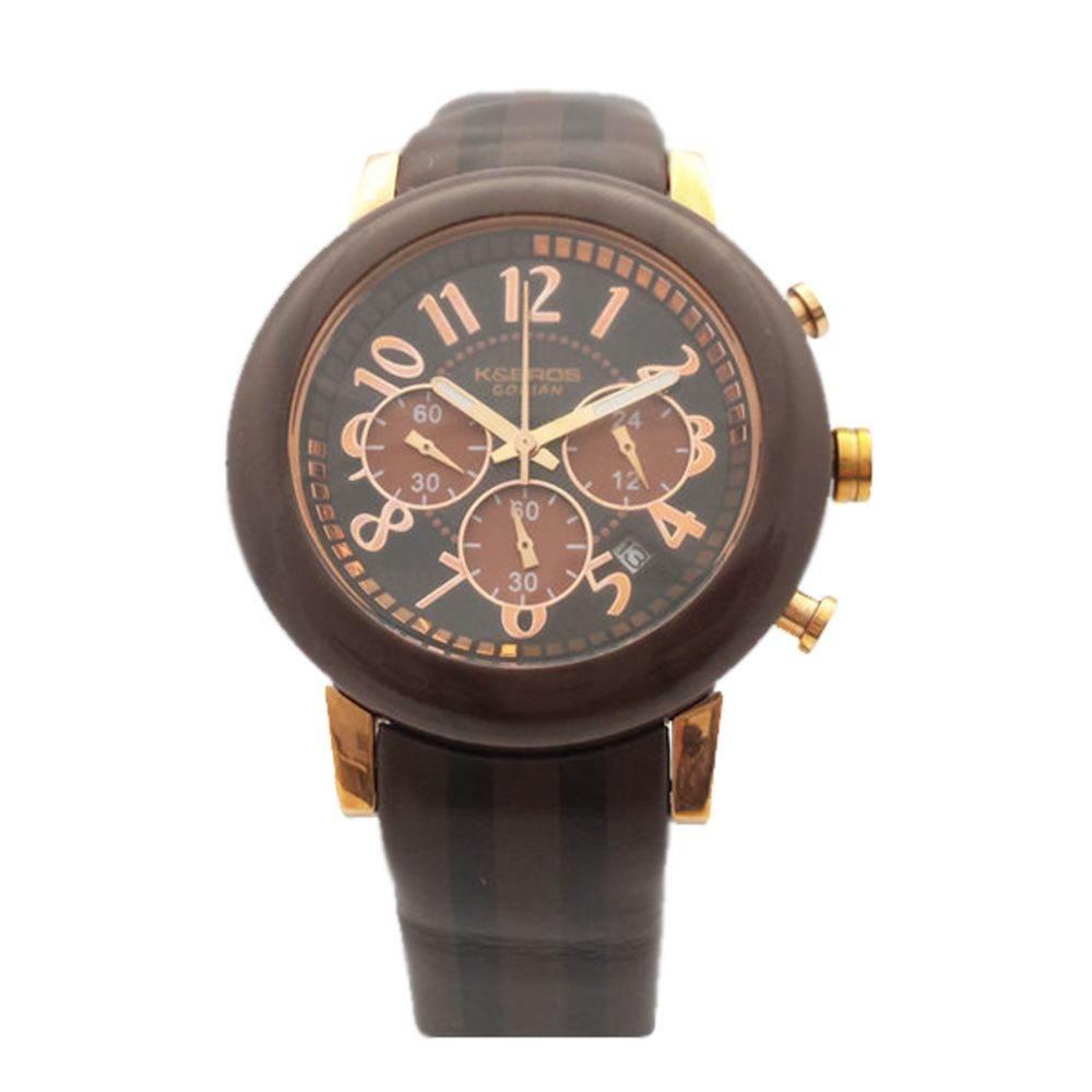 K&Bros Brown Leather Watch - Hilstor