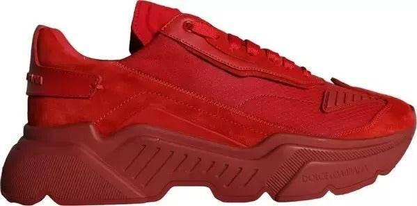 Dolce & Gabbana Red Leather Daymaster Low Top Sneakers Shoes - Hilstor