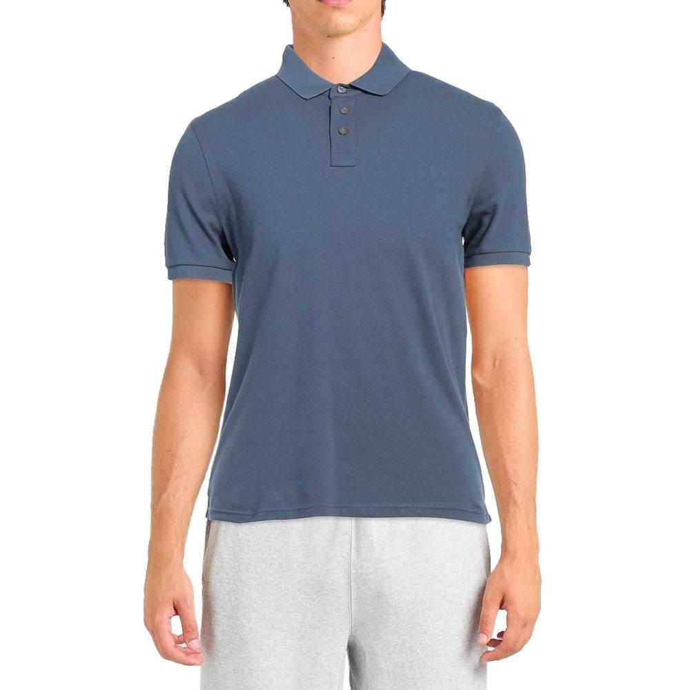 Alpha Studio Blue Cotton Polo Shirt - Hilstor