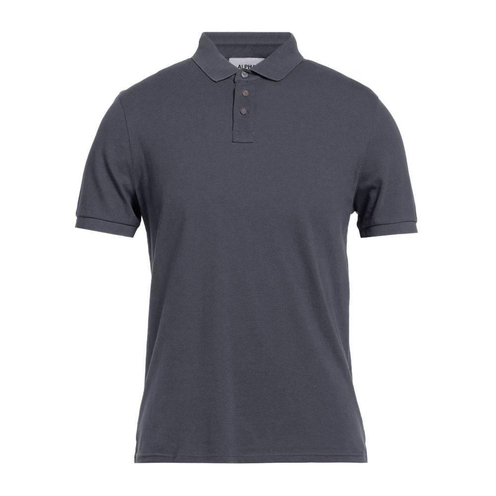 Alpha Studio Gray Cotton Polo Shirt - Hilstor