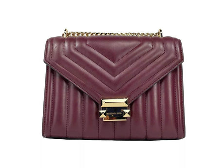 Michael Kors Whitney Medium Chain Shoulder Flap Crossbody Oxblood - Hilstor
