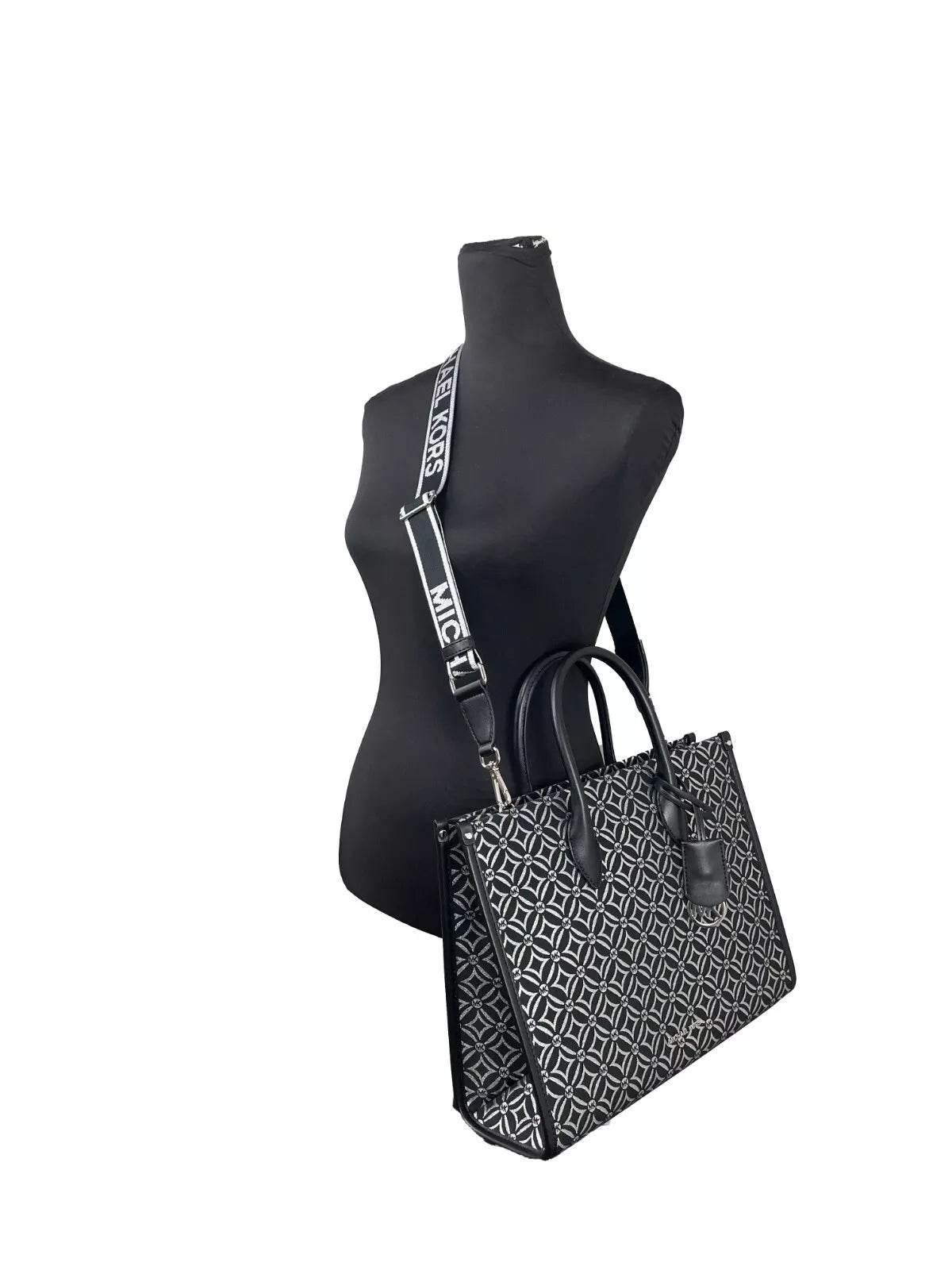 Michael Kors Mirella Medium Top Zip Crossbody Tote Bag Black - Hilstor