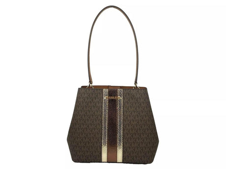Michael Kors Medium Pratt Bucket Shoulder Bag Purse Brown - Hilstor