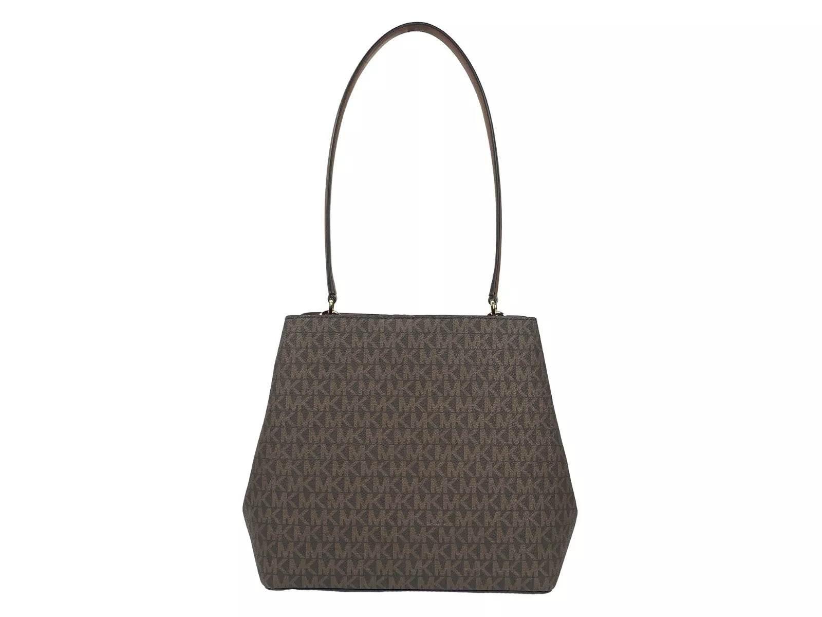 Michael Kors Medium Pratt Bucket Shoulder Bag Purse Brown - Hilstor