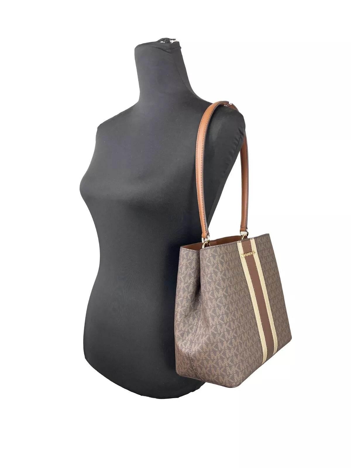 Michael Kors Medium Pratt Bucket Shoulder Bag Purse Brown - Hilstor