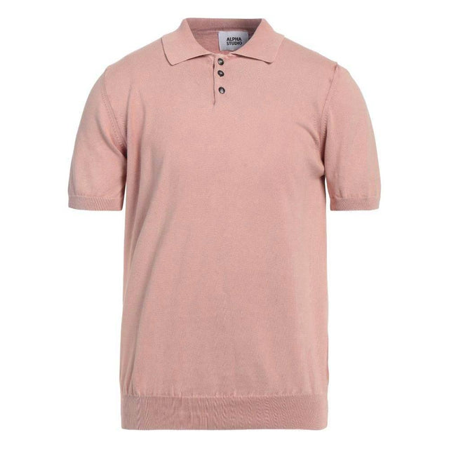 Alpha Studio Pink Cotton Polo Shirt - Hilstor