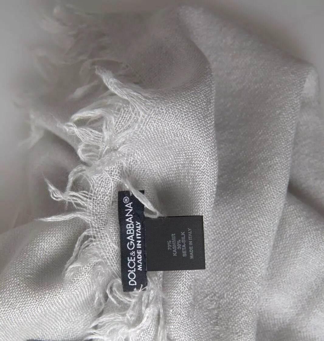 Dolce & Gabbana Gray Cashmere Wrap Shawl Fringe Scarf - Hilstor