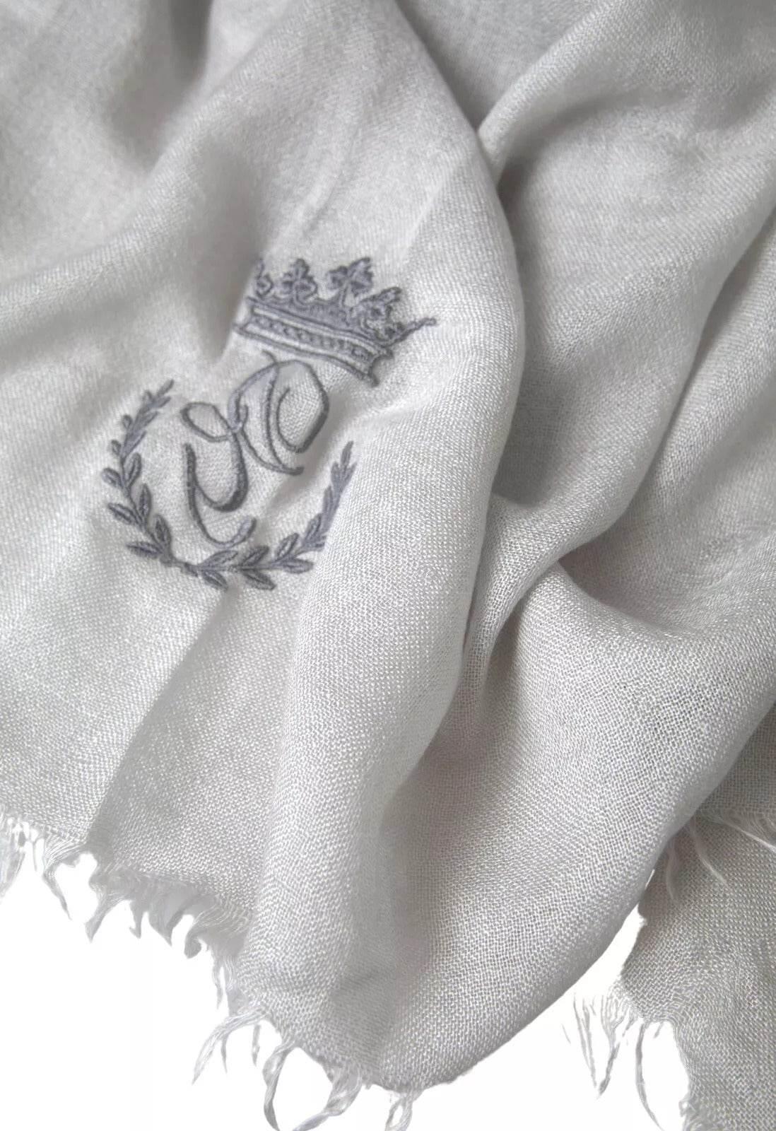 Dolce & Gabbana Gray Cashmere Wrap Shawl Fringe Scarf - Hilstor